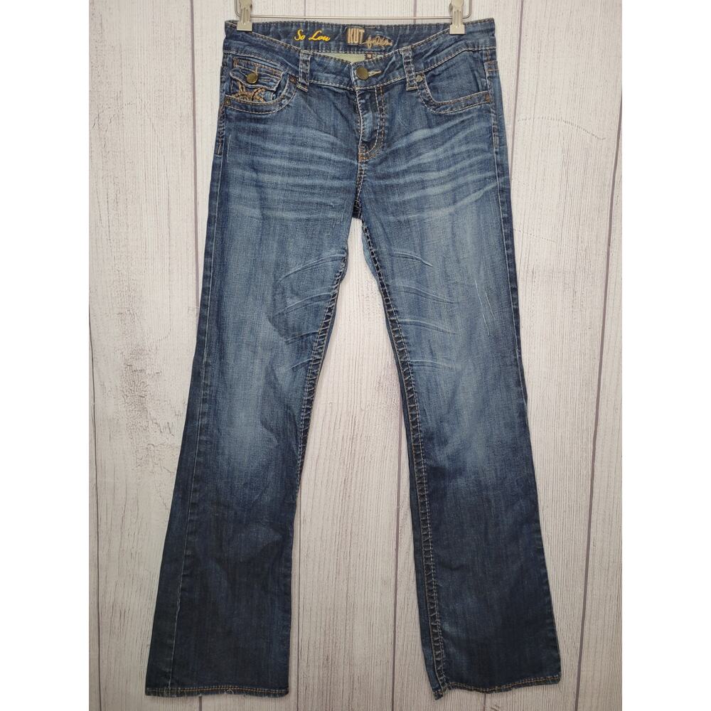 Kut From The Kloth So Low Boot Cut Faded Mid Rise Dark Wash Jeans Womens Size 10